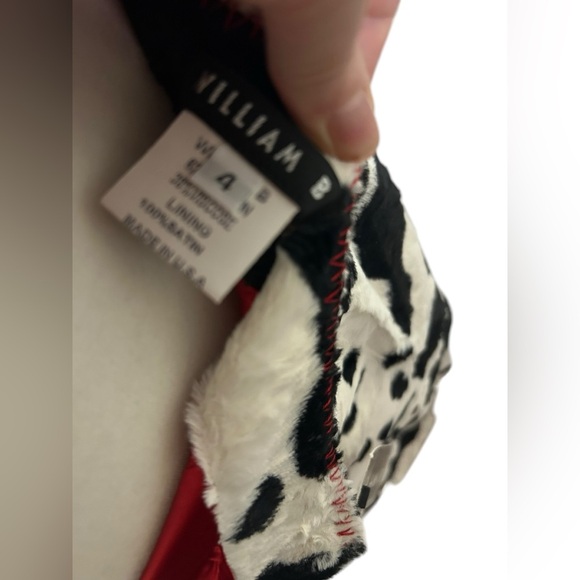 Vintage y2k designer Red and Black Cow Print fur midi pencil Skirt Size 4 - Picture 7 of 9